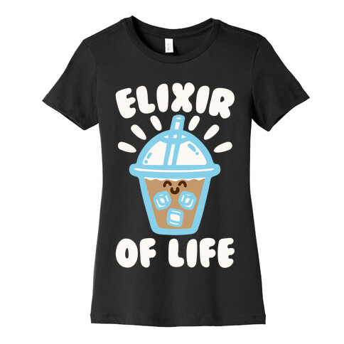 Elixir of Life Iced Coffee White Print Womens T-Shirt