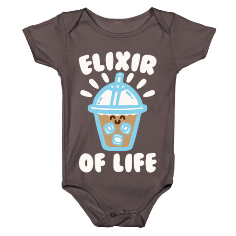 Elixir of Life Iced Coffee White Print Baby One-Piece