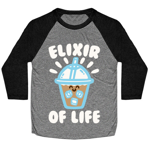 Elixir of Life Iced Coffee White Print Baseball Tee