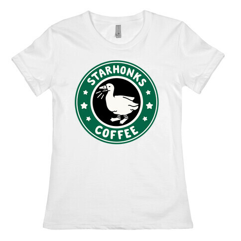 Starhonks Coffee Parody White Print  Womens T-Shirt