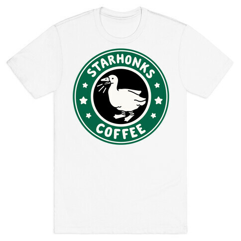 Starhonks Coffee Parody White Print  T-Shirt