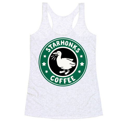 Starhonks Coffee Parody White Print  Racerback Tank Top