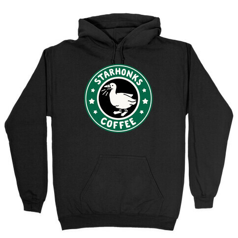 Starhonks Coffee Parody White Print  Hooded Sweatshirt