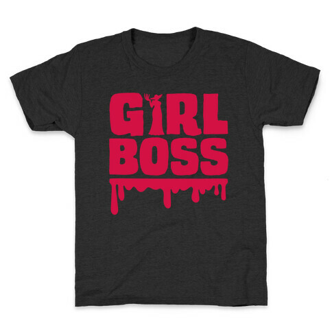 Girl Boss Vampire Parody White Print Kids T-Shirt