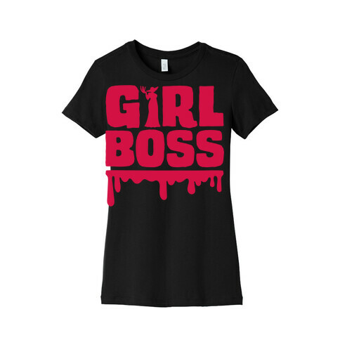 Girl Boss Vampire Parody White Print Womens T-Shirt