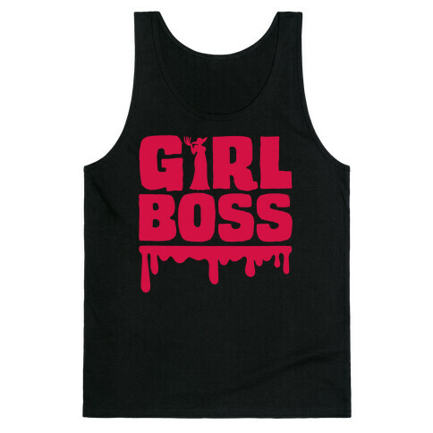 Girl Boss Vampire Parody White Print Tank Top