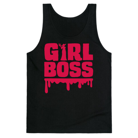 Girl Boss Vampire Parody White Print Tank Top