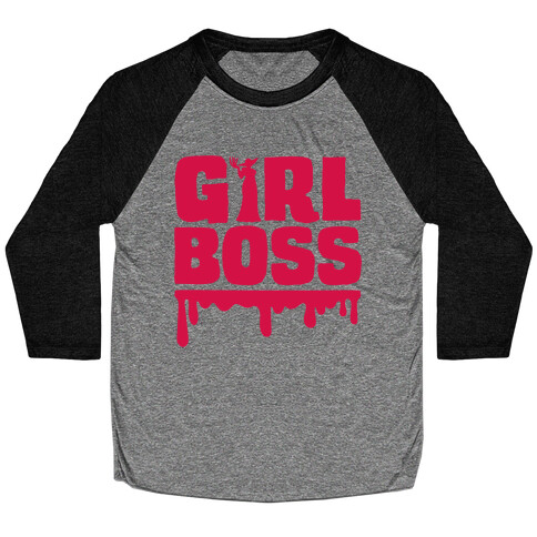 Girl Boss Vampire Parody White Print Baseball Tee