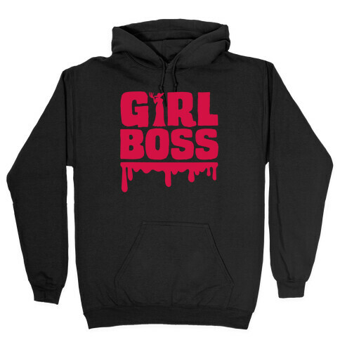 Girl Boss Vampire Parody White Print Hooded Sweatshirt