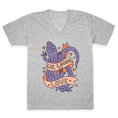 Liz, Laugh, Love (Lizard) V-Neck Tee Shirt