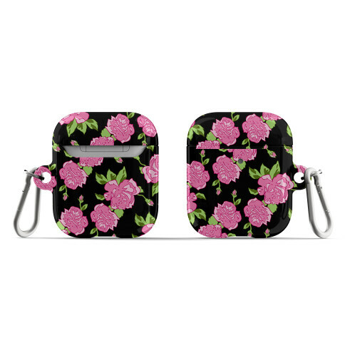 Black and Pink Floral Pattern AirPod Case