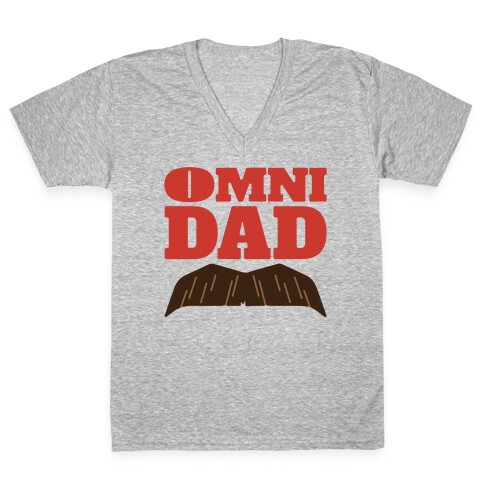 Omni Dad Parody White Print V-Neck Tee Shirt