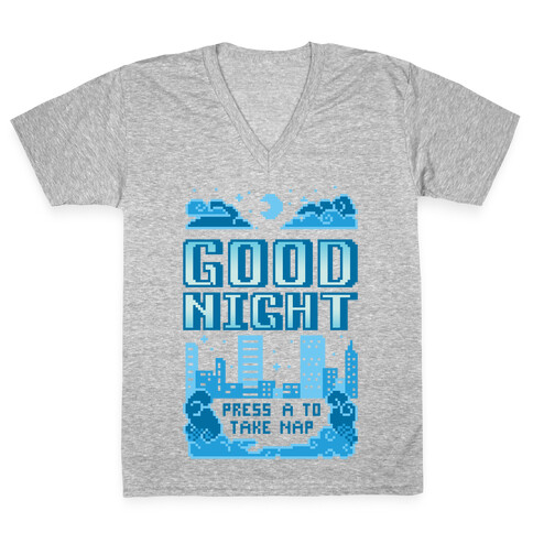 Good Night Game Over Screen V-Neck Tee Shirt