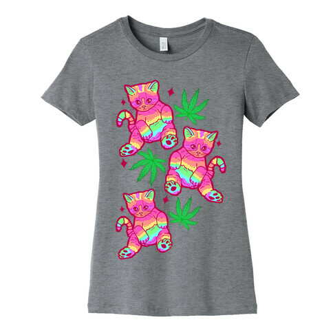 Rainbow Weed Kitty Womens T-Shirt