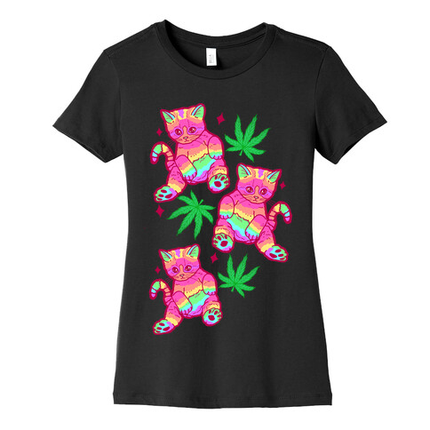 Rainbow Weed Kitty Womens T-Shirt