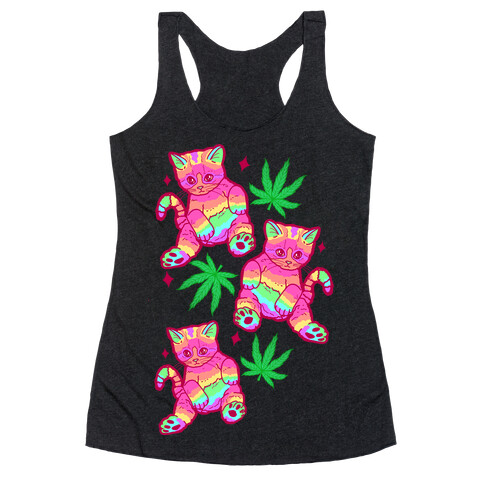 Rainbow Weed Kitty Racerback Tank Top