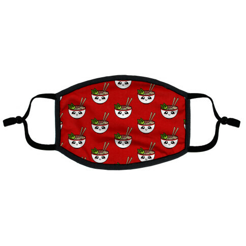Happy Bowl Of Pho Pattern Red Flat Face Mask