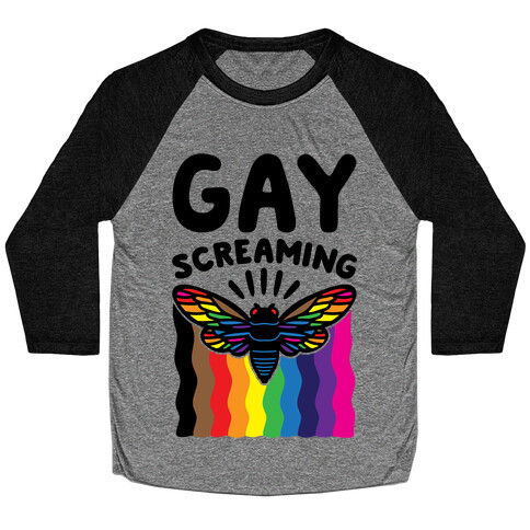 Gay Screaming Cicada Parody Baseball Tee
