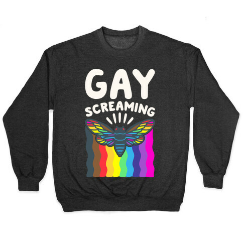 Gay Screaming Cicada Parody White Print Pullover