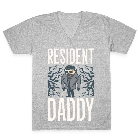 Resident Daddy Parody White Print V-Neck Tee Shirt