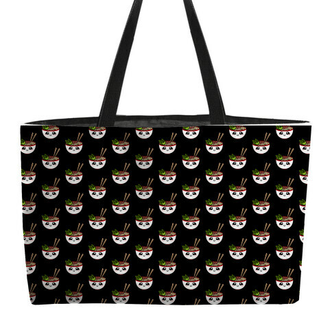 Happy Bowl Of Pho Pattern Black Weekender Tote