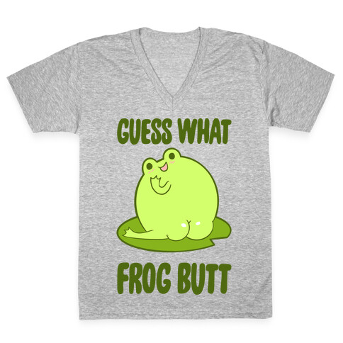 Guess What Frog Butt V-Neck Tee Shirt