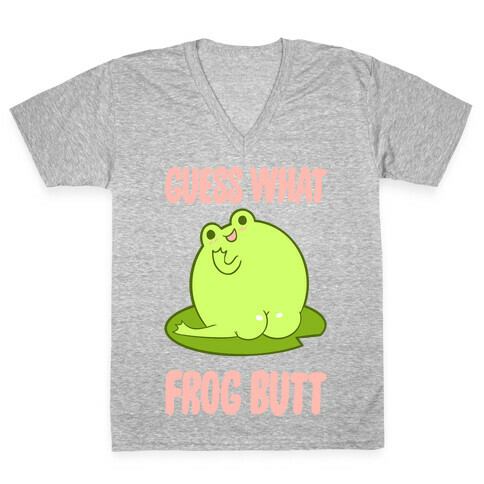 Guess What Frog Butt V-Neck Tee Shirt