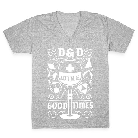D&D + Wine = Good Times V-Neck Tee Shirt