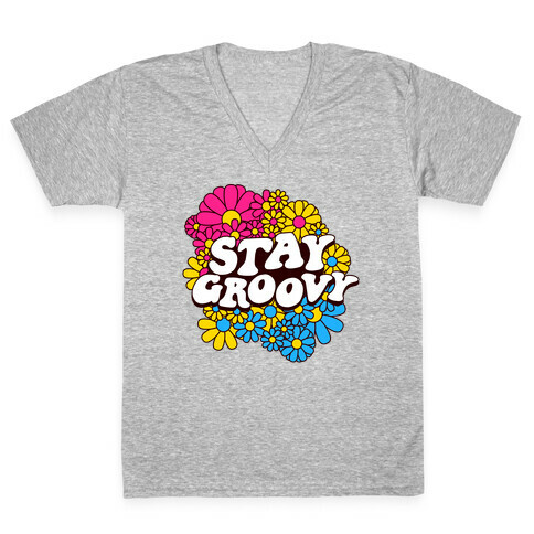 Stay Groovy (Pan Flag Colors) V-Neck Tee Shirt