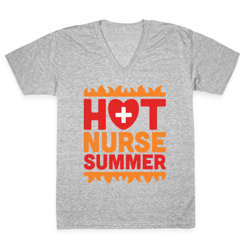 Hot Nurse Summer Parody White Print V-Neck Tee Shirt
