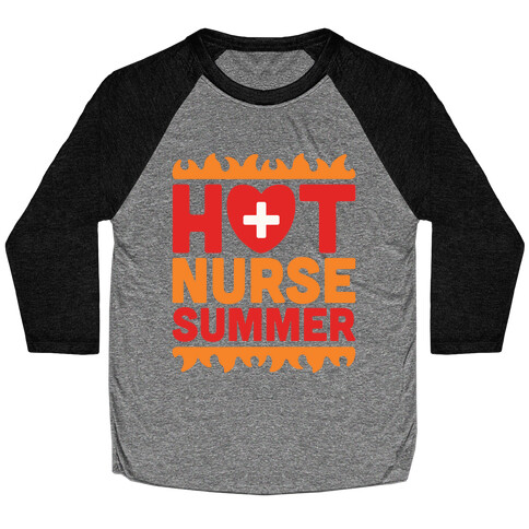 Hot Nurse Summer Parody White Print Baseball Tee