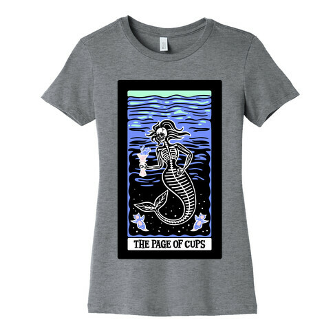 The Page of Cups Deep Sea Mermaid and Sea Angels Tarot Card White Print Womens T-Shirt