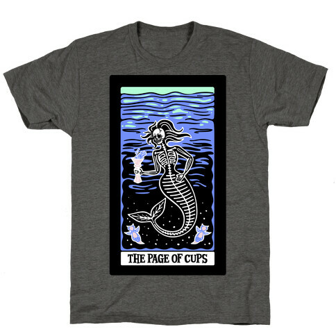 The Page of Cups Deep Sea Mermaid and Sea Angels Tarot Card White Print T-Shirt