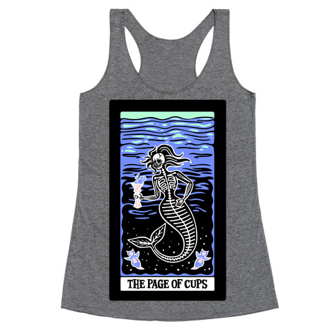 The Page of Cups Deep Sea Mermaid and Sea Angels Tarot Card White Print Racerback Tank Top