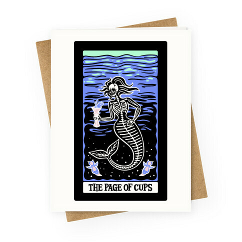 The Page of Cups Deep Sea Mermaid and Sea Angels Tarot Card Greeting Card