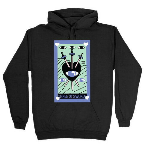 Creepy Cute Tarots: Three of Swords Hooded Sweatshirt