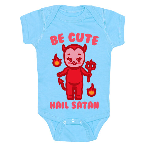 Be Cute Hail Satan Kewpie Parody White Print Baby One-Piece