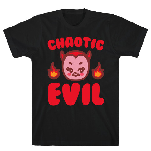 Chaotic Evil White Print T-Shirt