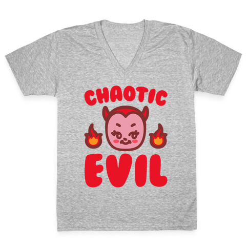 Chaotic Evil White Print V-Neck Tee Shirt