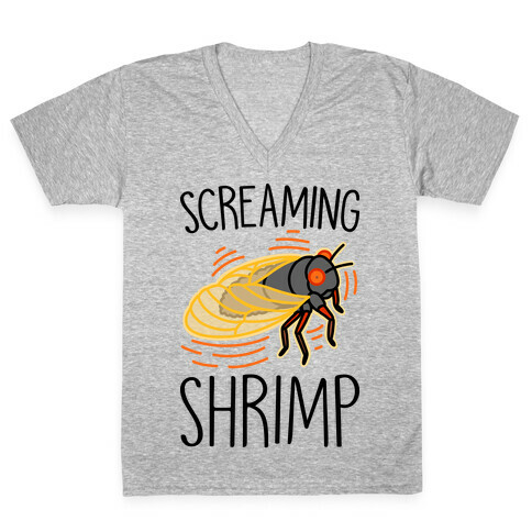Screaming Shrimp Cicada V-Neck Tee Shirt
