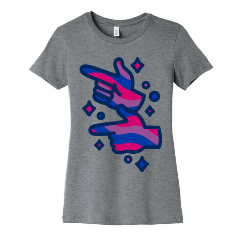 Bisexual Pride Finger Guns White Print Womens T-Shirt