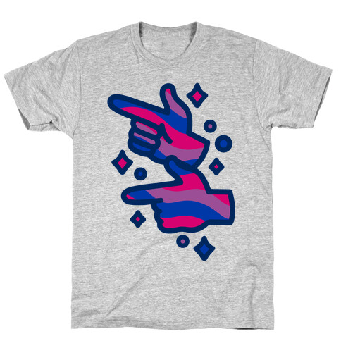 Bisexual Pride Finger Guns White Print T-Shirt