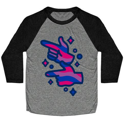 Bisexual Pride Finger Guns White Print Baseball Tee