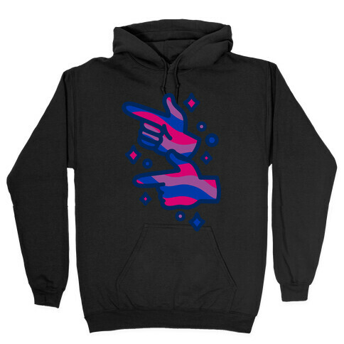 Bisexual Pride Finger Guns White Print Hooded Sweatshirt