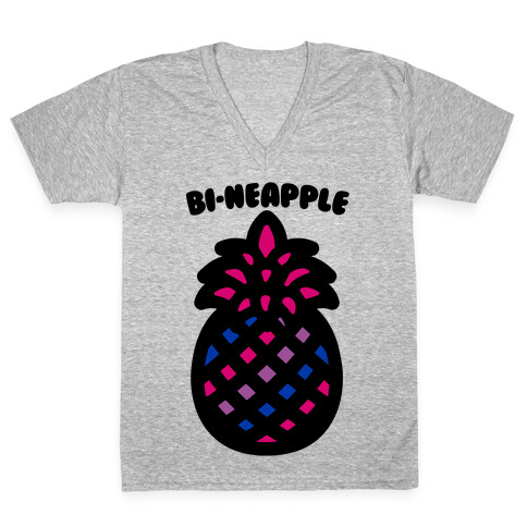 Bi-Neapple Bisexual Pride Pineapple Parody V-Neck Tee Shirt