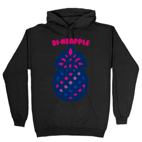 Bi-Neapple Bisexual Pride Pineapple Parody White Print Hooded Sweatshirt