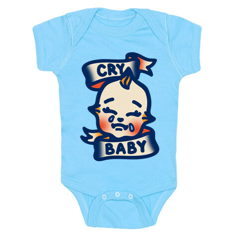 Cry Baby White Print Baby One-Piece