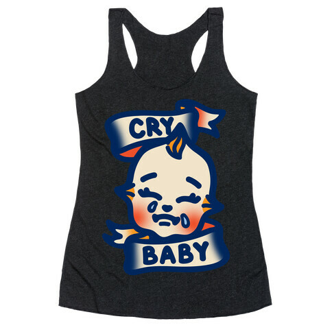 Cry Baby White Print Racerback Tank Top