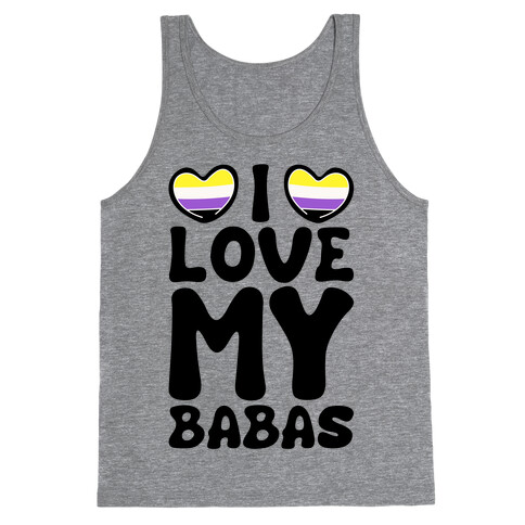 I Love My Babas Non-binary Pride White Print Tank Top