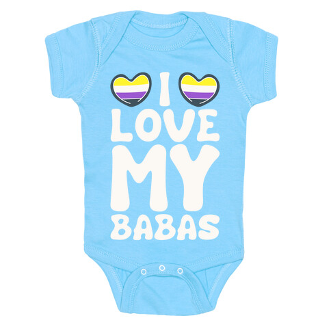 I Love My Babas Non-binary Pride White Print Baby One-Piece